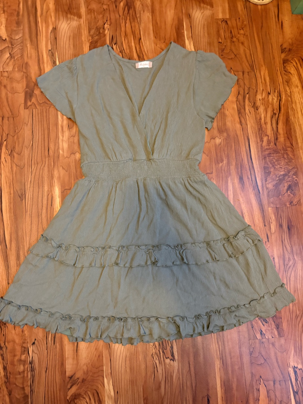 Altar'd State Sage Green Ruffle Tiered V-Neck Dress